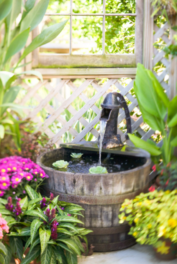 Taman berpadu air mancur dan taman bunga